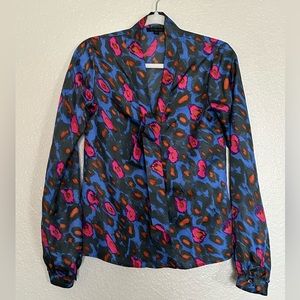 Rachel Zoe Abstract Print Silk Long sleeve Tie Neck blouse Sz. 4